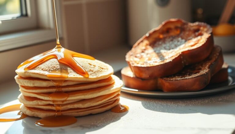 Fluffy pancakes or golden French toast