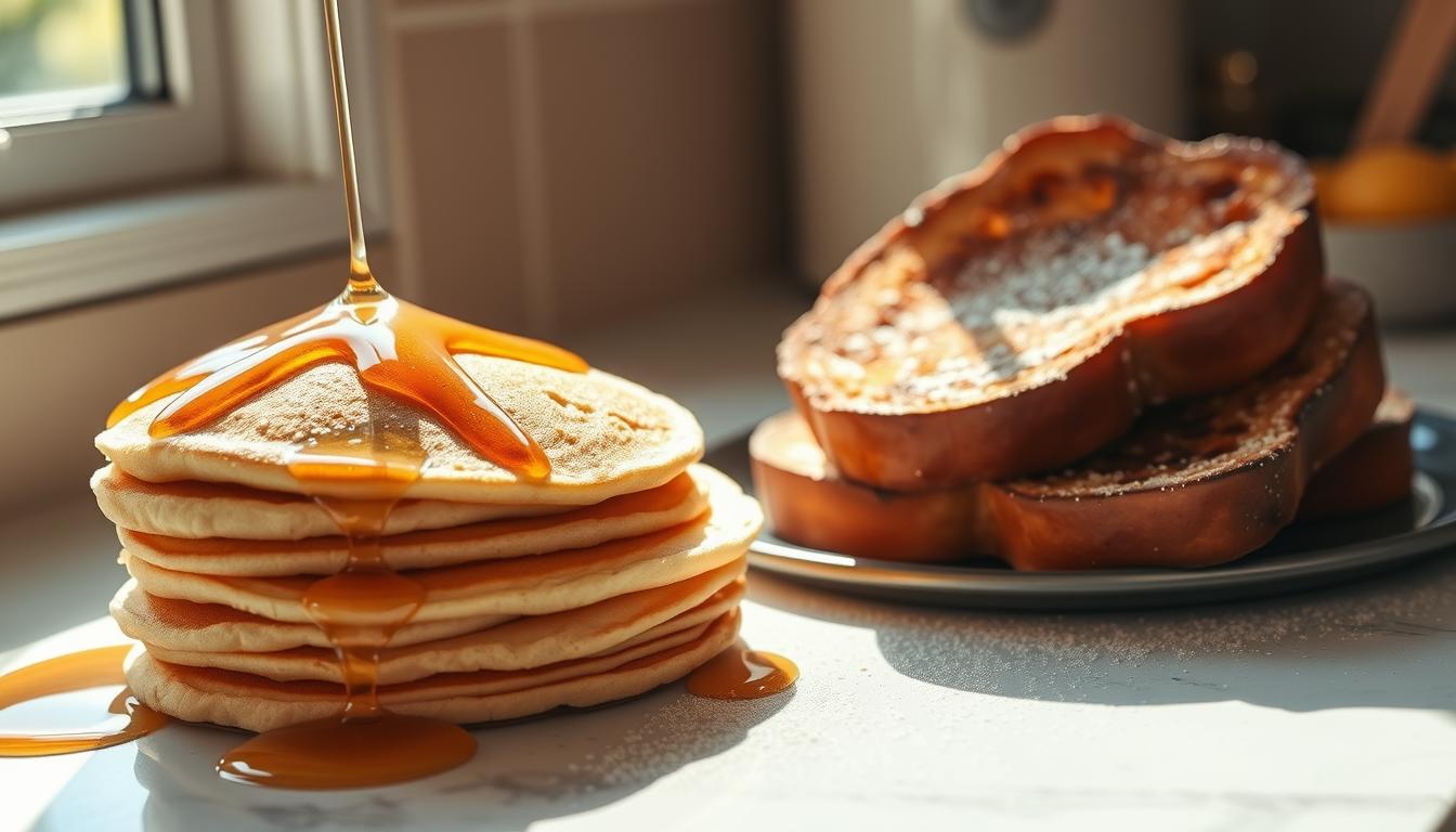 Fluffy pancakes or golden French toast