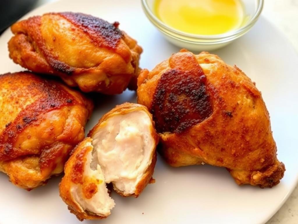 Air fryer chicken thighs with crispy skin for carnivore diet lunch