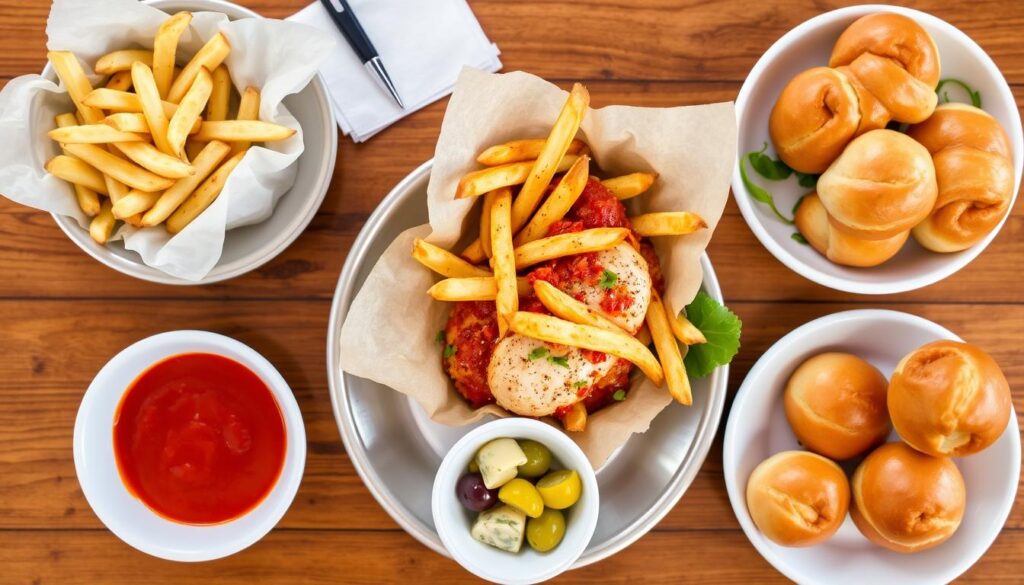 Assortment of side dishes that pair well with chicken parm sandwich