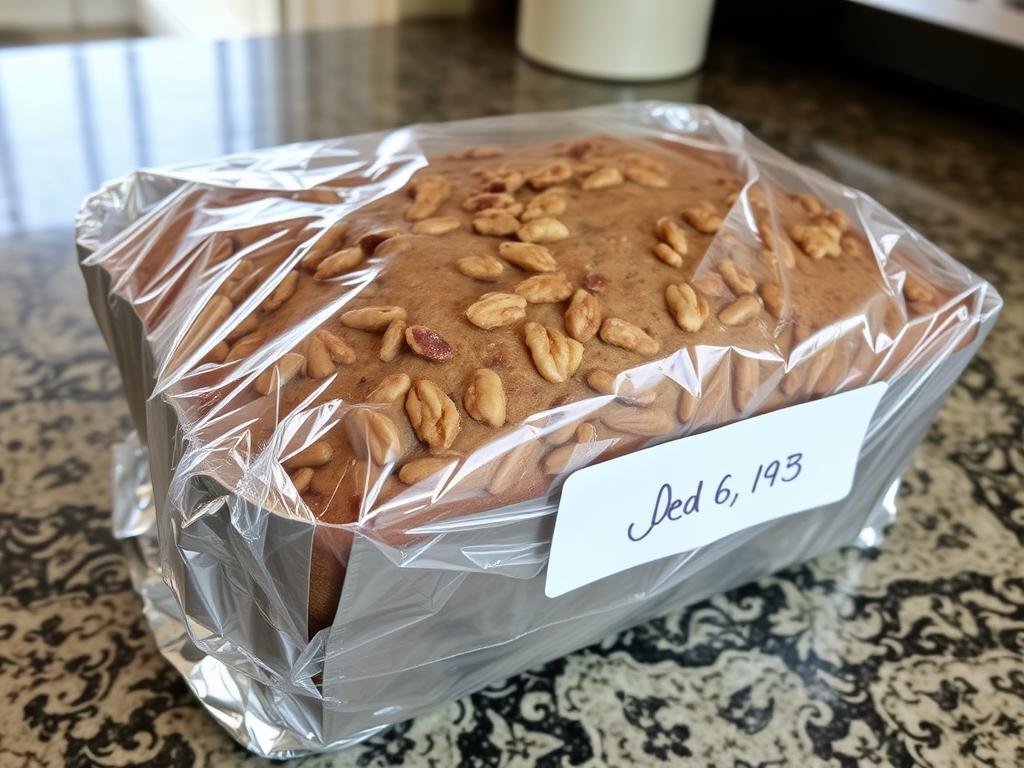 Banana Nut Bread wrapped for storage Banana Nut Bread wrapped for storage