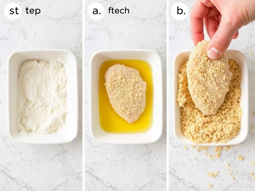 Breading chicken cutlets for chicken parm sandwich
