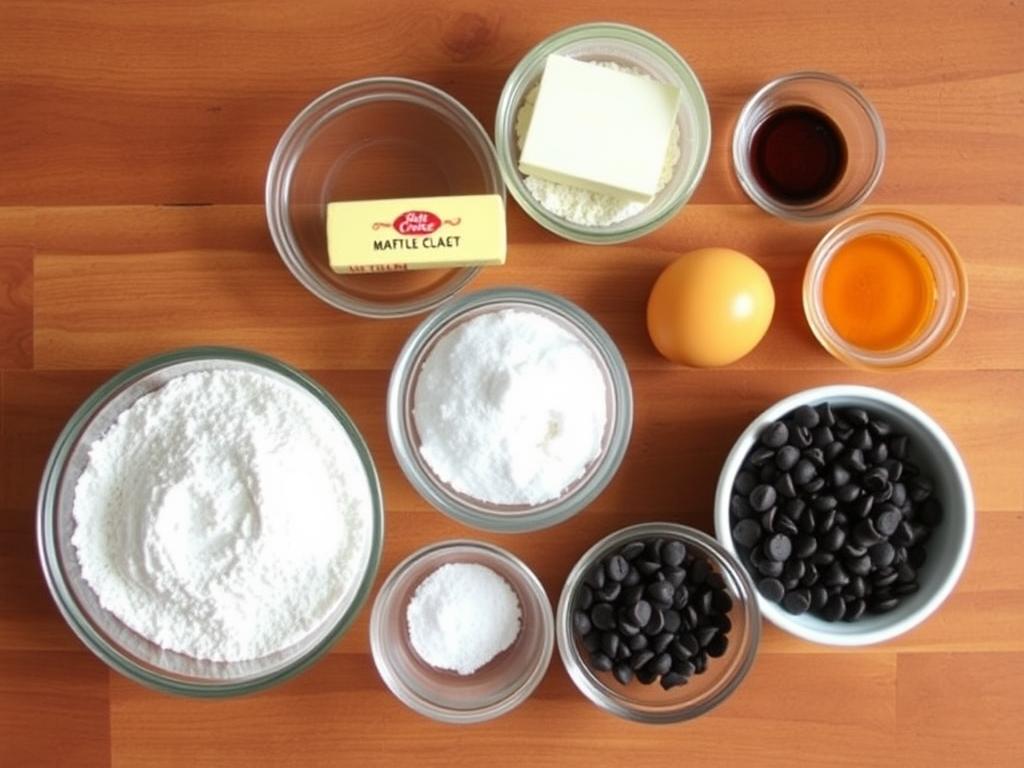Ingredients for Betty Crocker chocolate chip cookies laid out on a kitchen counter Ingredients for Betty Crocker chocolate chip cookies laid out on a kitchen counter