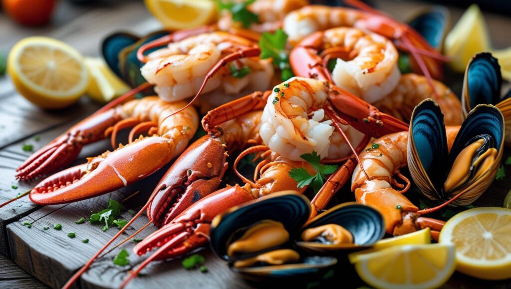 Easy seafood recipe including shrimp tacos, baked cod, and garlic butter shrimp.