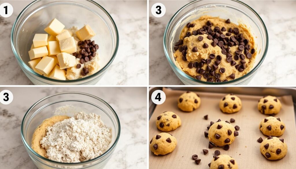 Step by step process of making Betty Crocker chocolate chip cookies Step by step process of making Betty Crocker chocolate chip cookies