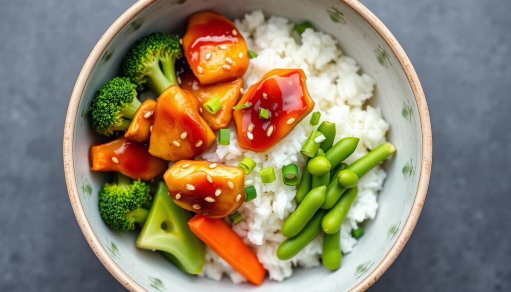 Teriyaki chicken rice bowl with vegetables Teriyaki chicken rice bowl with vegetables