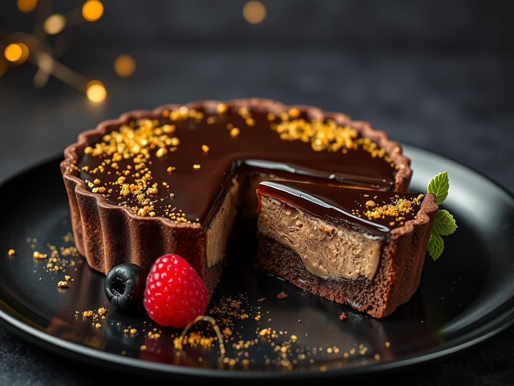 Gold-Dusted Chocolate Truffle Tart for 2026 New Year Super Recipes