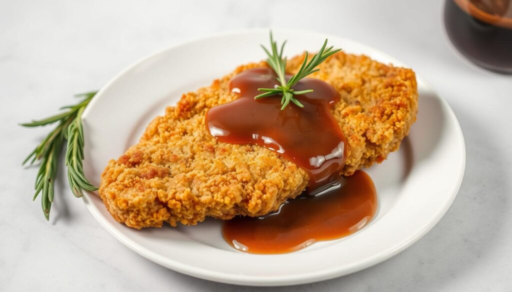 crispy breaded steak presentation