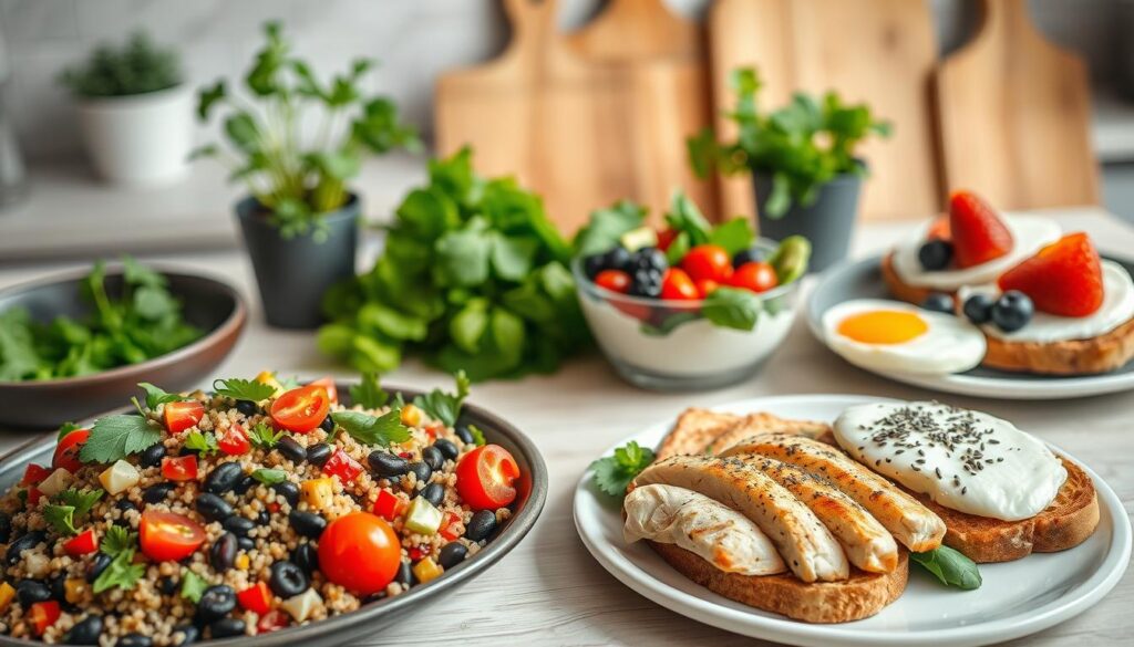 Balanced meals with high fiber and protein for sustained fullness Balanced meals with high fiber and protein for sustained fullness