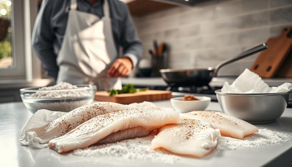 Preparing fish fillets for frying with proper drying techniques Preparing fish fillets for frying with proper drying techniques