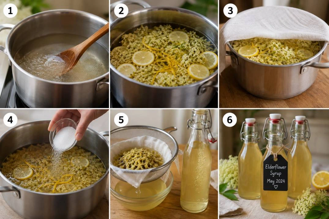 Step-by-Step Method Elderflower Syrup