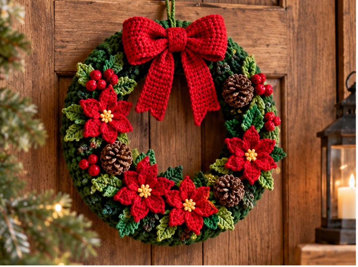 crochet christmas wreath free pattern