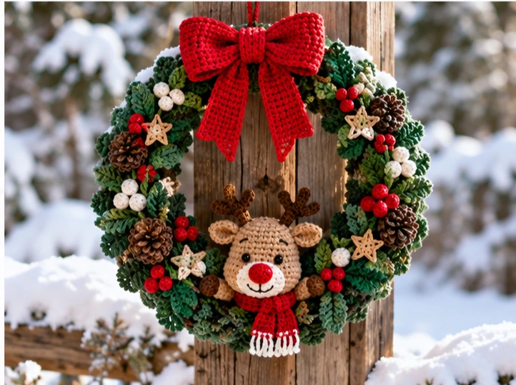 crochet christmas wreath free pattern