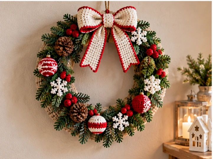 crochet christmas wreath free pattern