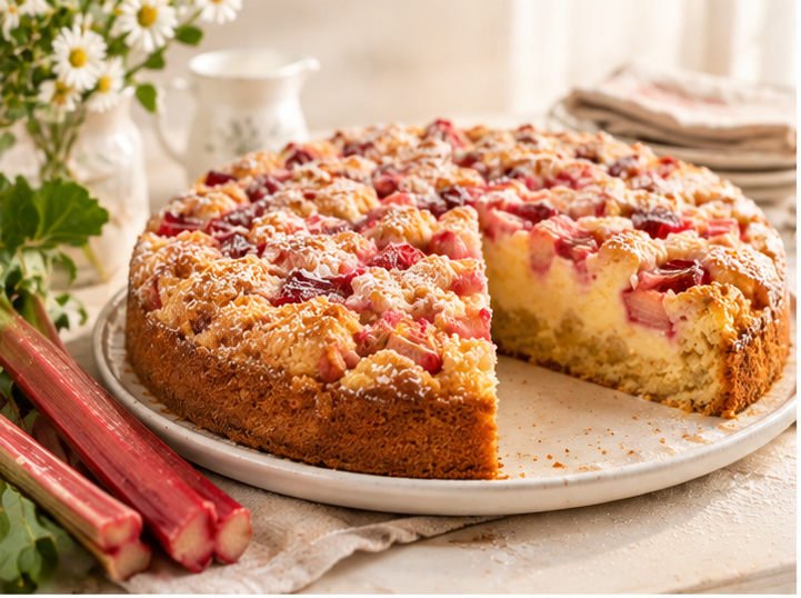 rhabarberkuchen mit pudding