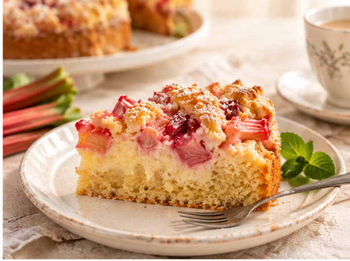 rhabarberkuchen mit pudding