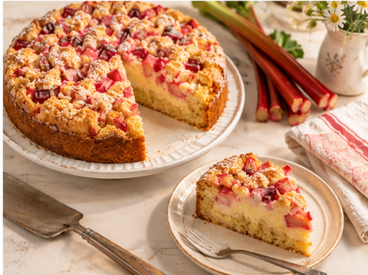 rhabarberkuchen mit pudding