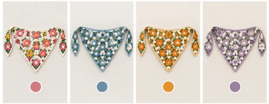 Crochet Flower Bandana