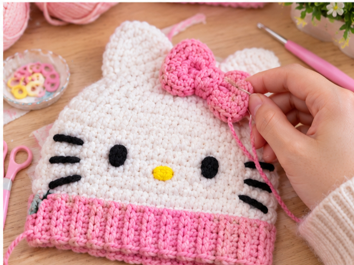 hello kitty crochet hat