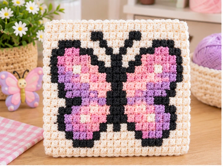 butterfly crochet pixel