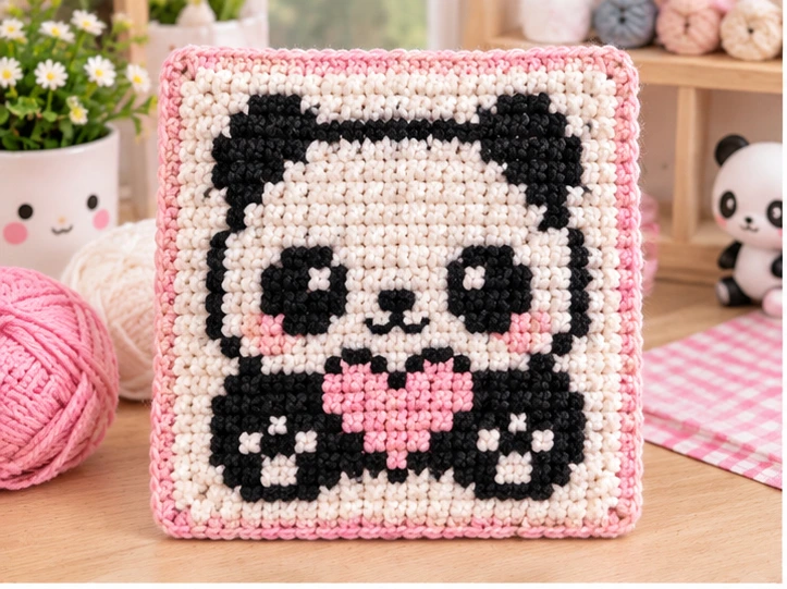 panda pixel art crochet