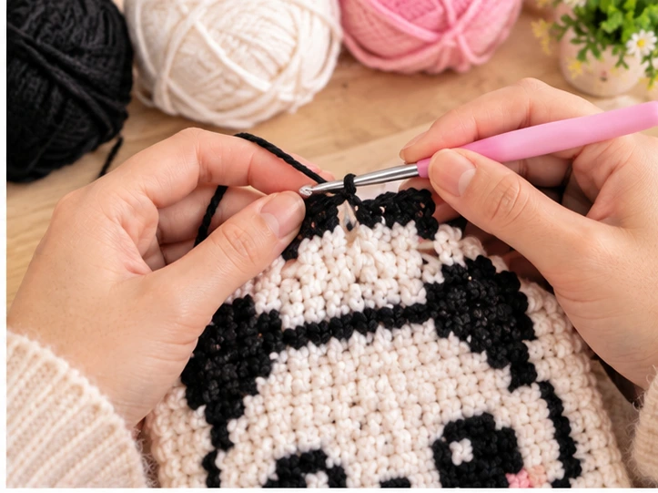 panda pixel art crochet