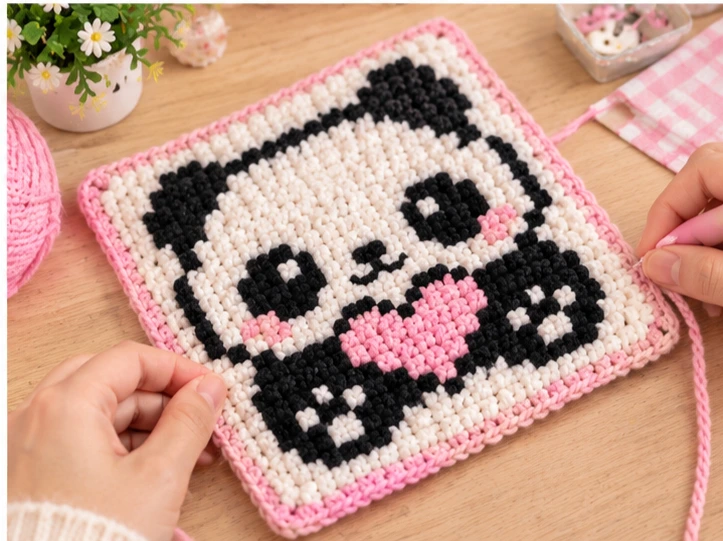panda pixel art crochet