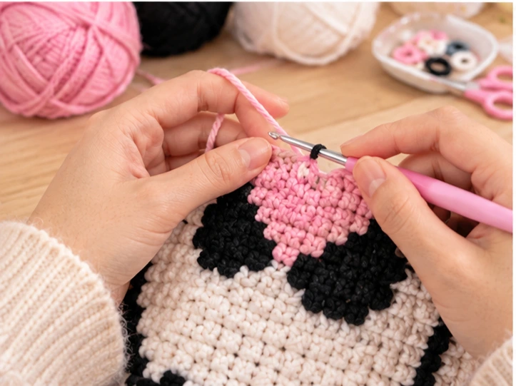 panda pixel art crochet