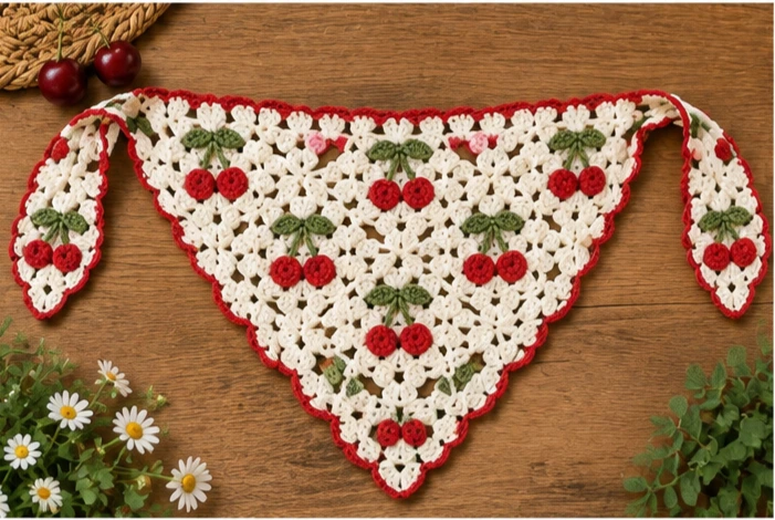 Crochet Cherry Bandana