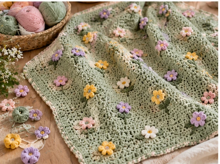 Crochet Baby Blanket Flowers