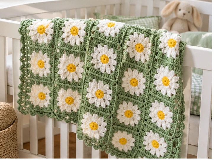 Crochet Baby Blanket Flowers
