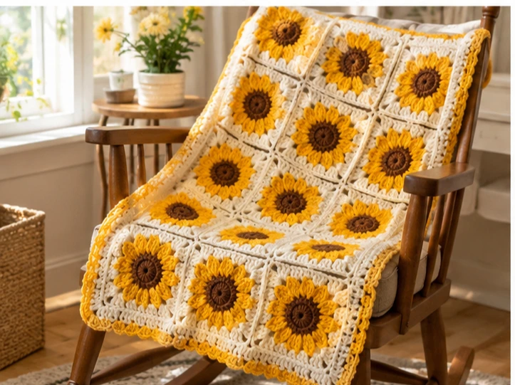 Crochet Baby Blanket Flowers