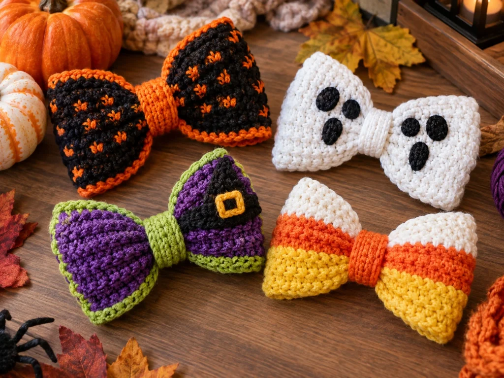 8 Cute Halloween Crochet Hair Bows to Make This Season