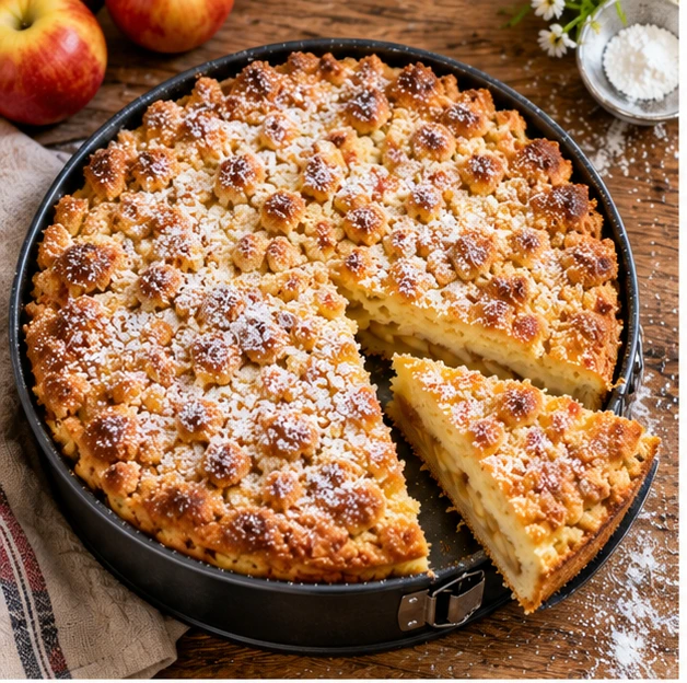 Apfelkuchen mit Pudding
