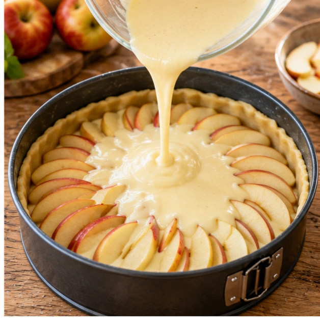 Apfelkuchen mit Pudding